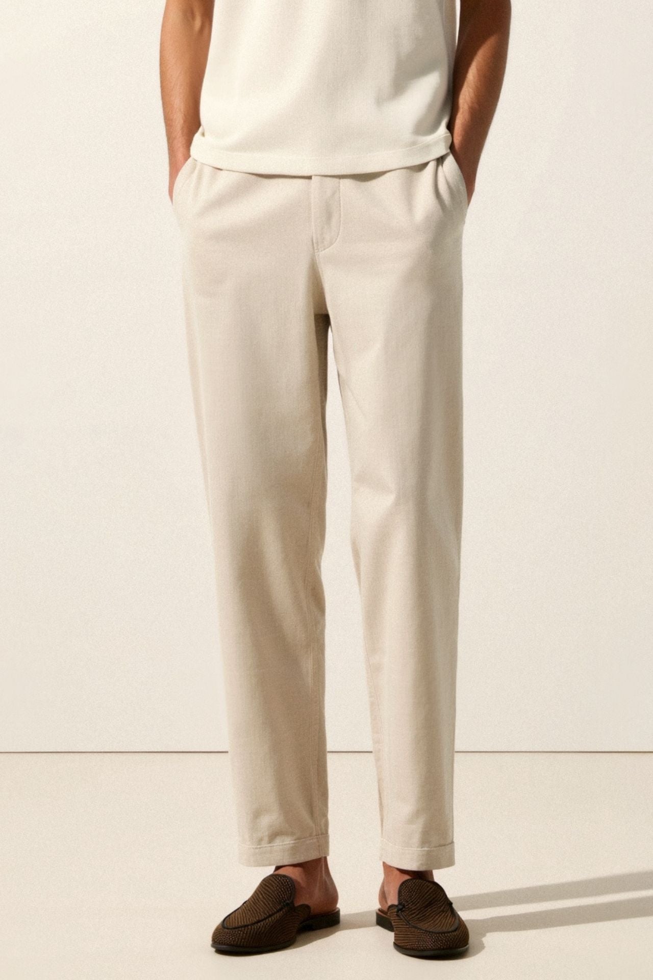 Voro Pantalon en lin en forme de tronçon régulier