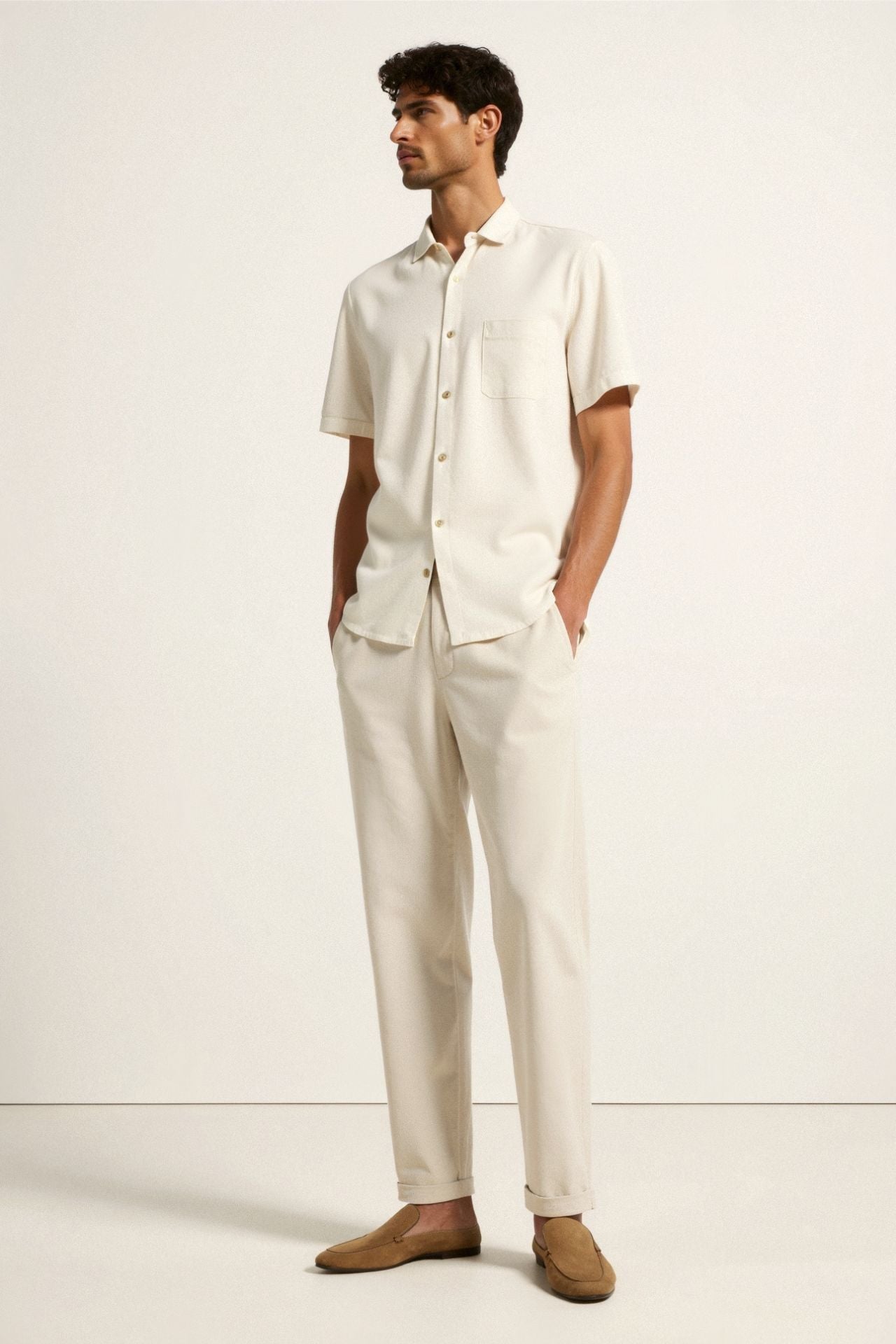 Voro Pantalon en lin en forme de tronçon régulier