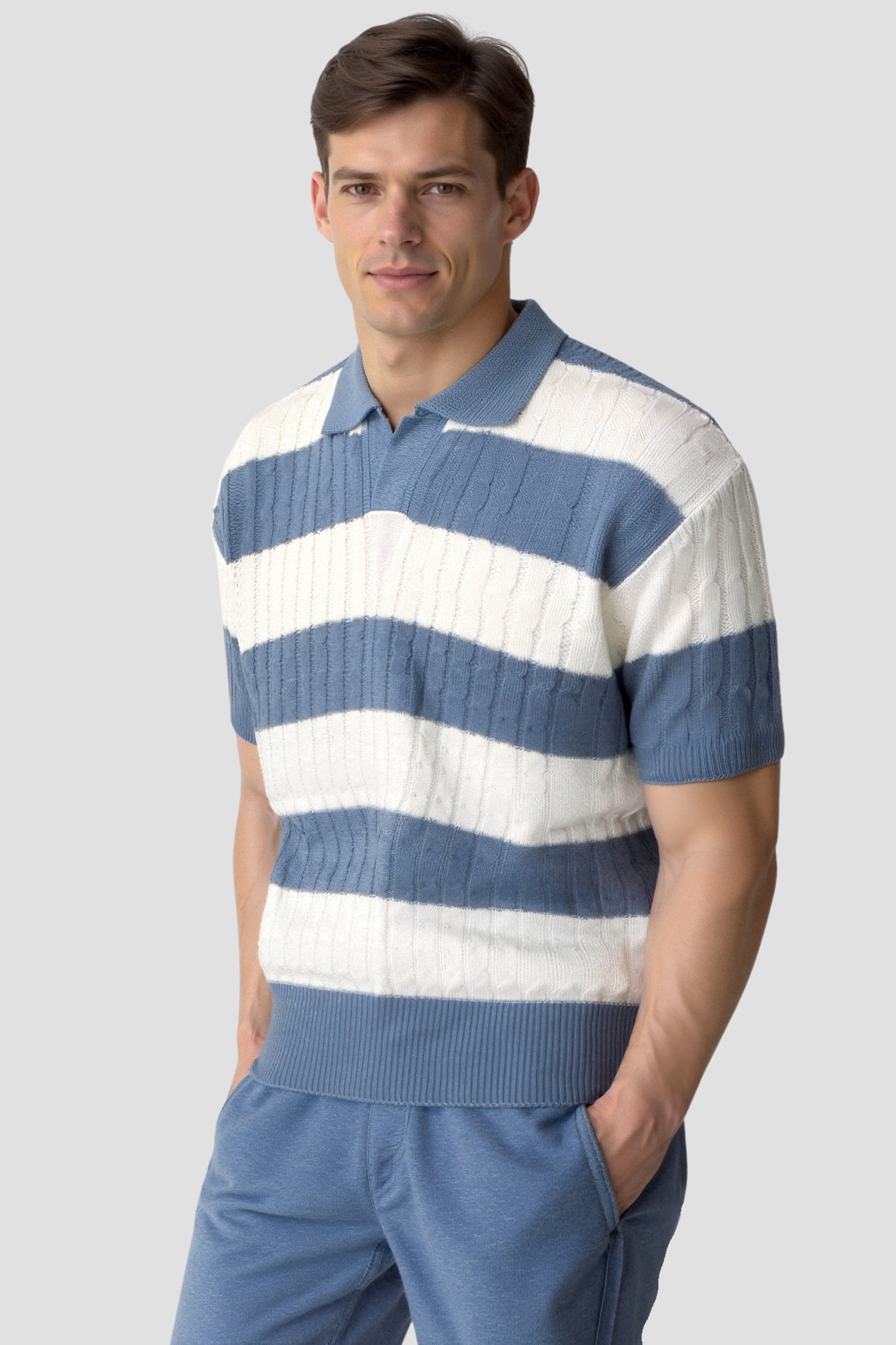 VORO White Stripe Polo