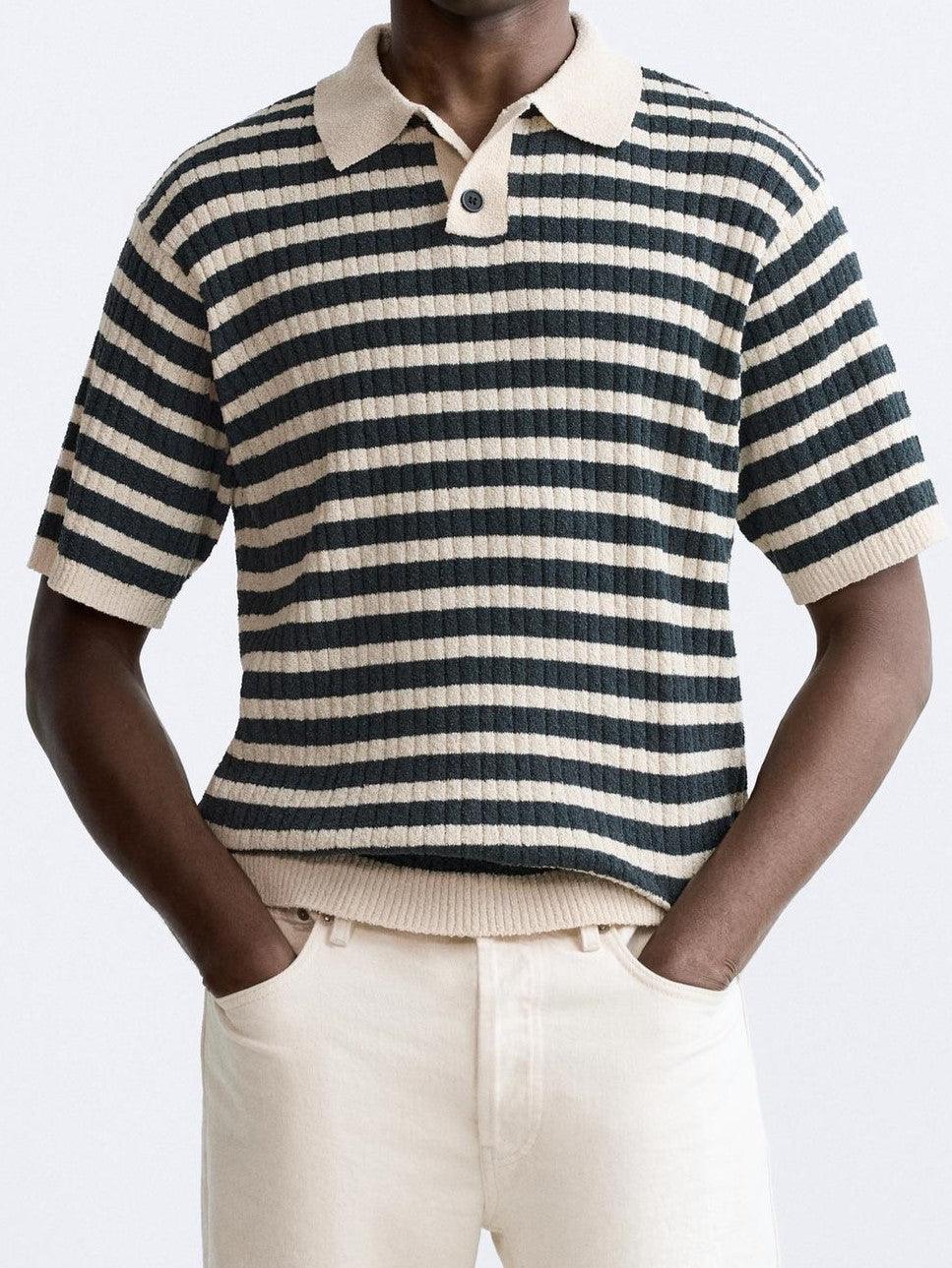 VORO Knitted Striped Polo